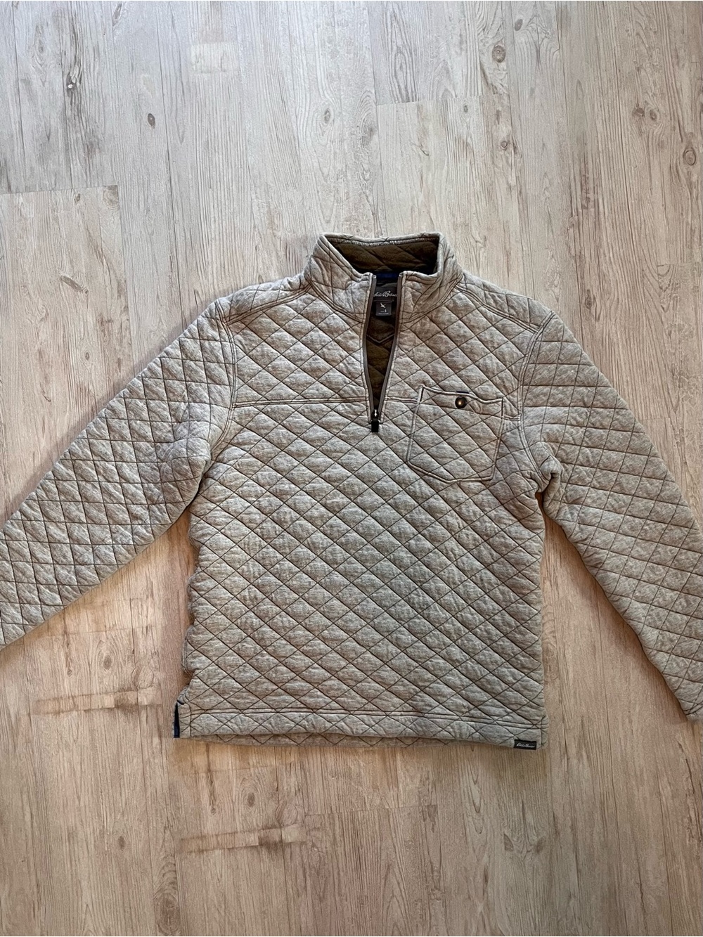 Quilted Half-Zip Pullover Sweater - Gray